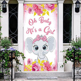 Lofaris Pink Floral Elephant Girls Baby Shower Door Cover